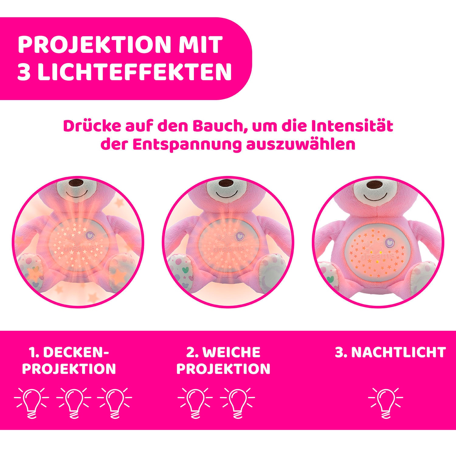Chicco Kuscheltier »First Dreams Baby Bär, Rosa« mit Lichtprojektion und Soundfunktion