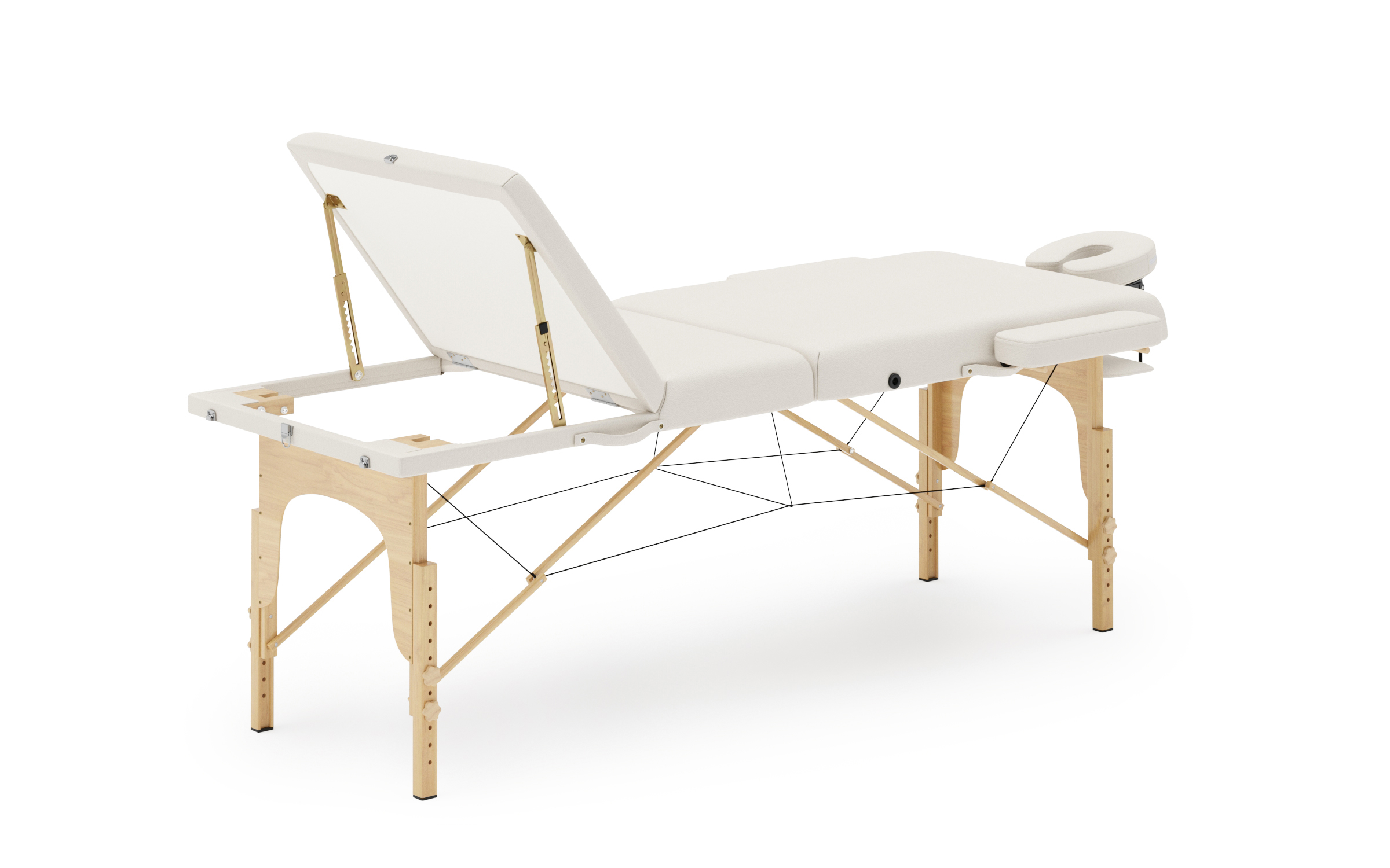 Massageliege 3-Zonen mit Lagerungsrollen weiss