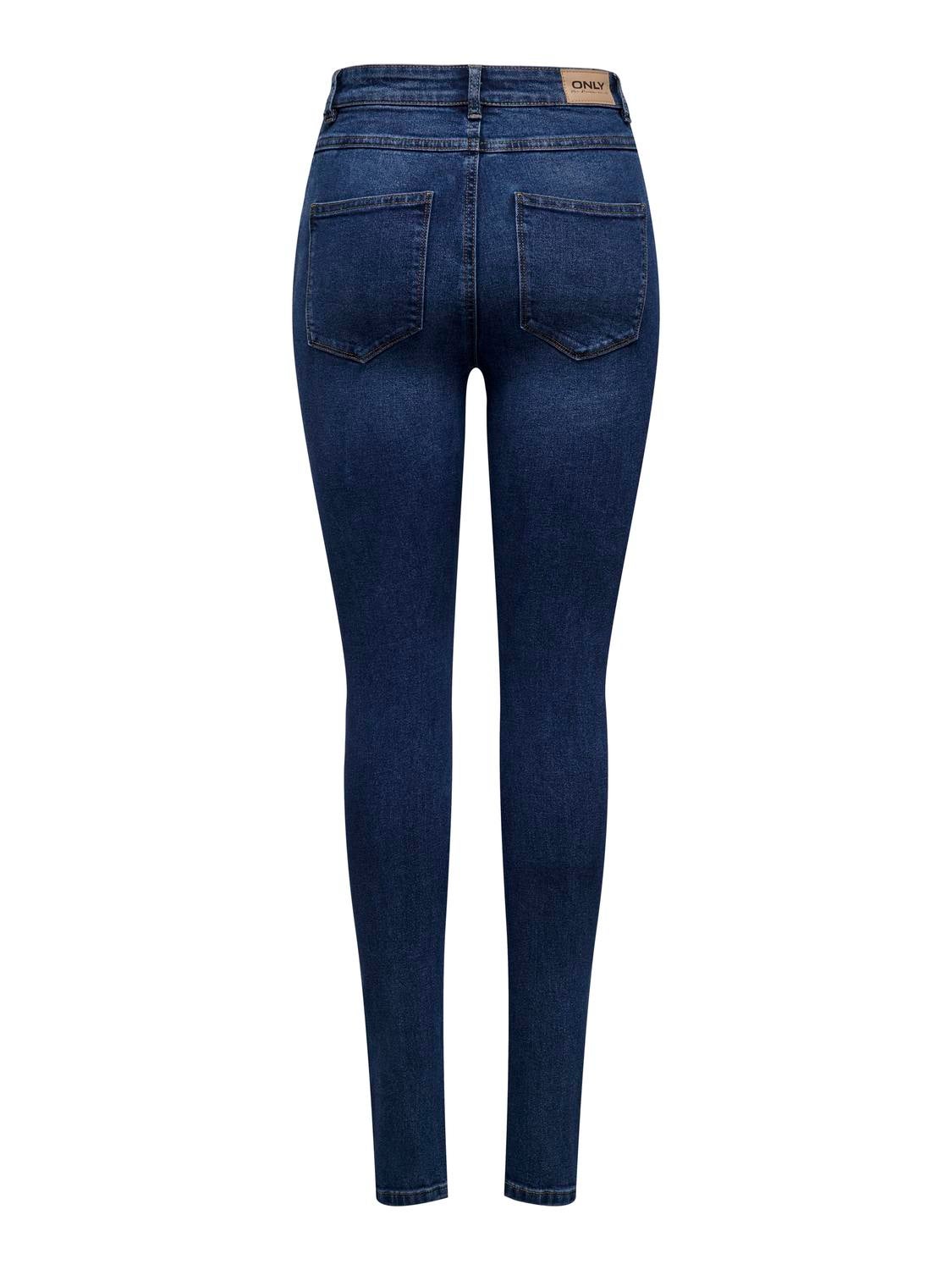 ONLLUNA Hohe Taille Skinny Fit Jeans Dark Medium Blue Denim