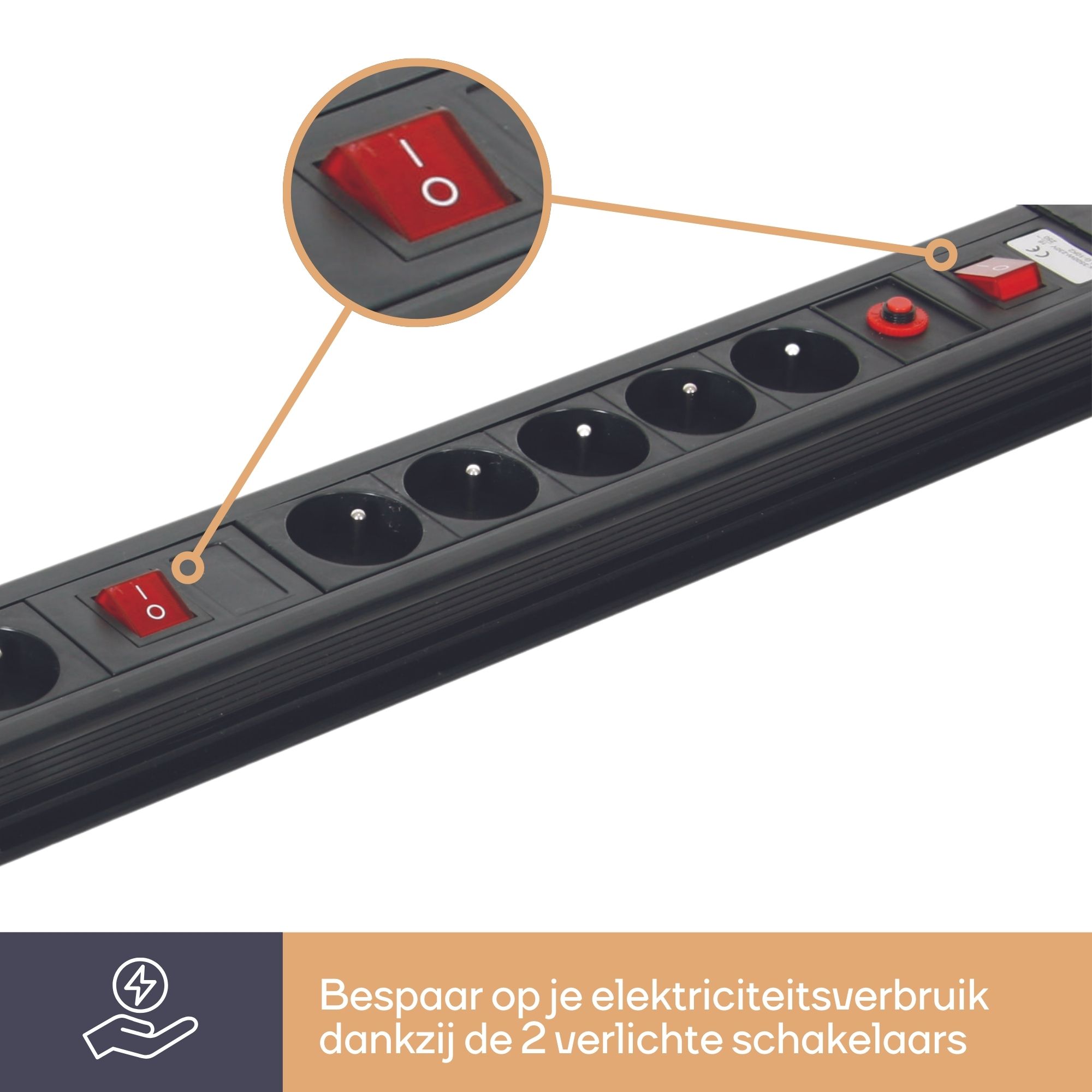 Perel EBP10N 10-voudige stekkerdoos met schakelaar - 1,5 meter