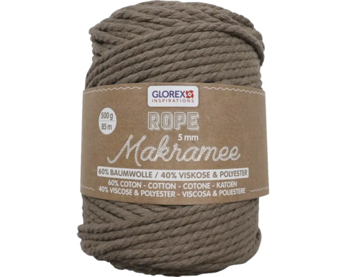 Macramé touw 5 mm 500g gedraaid lichtbruin 85 m