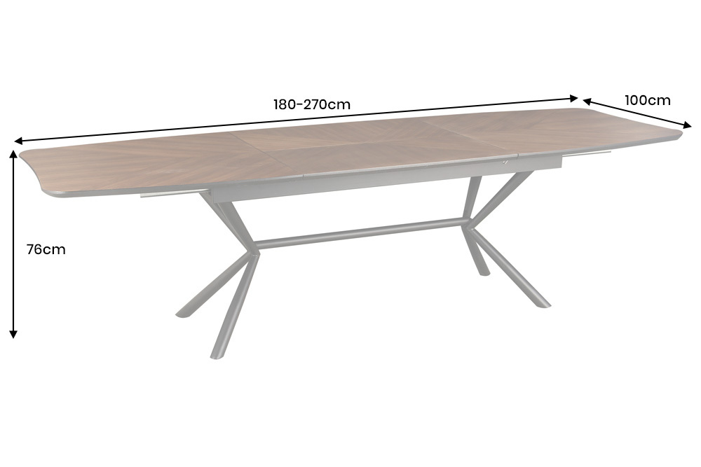 Ausziehbarer Esstisch GRANDEZZA 180-270cm natur Walnuss schwarz Metall