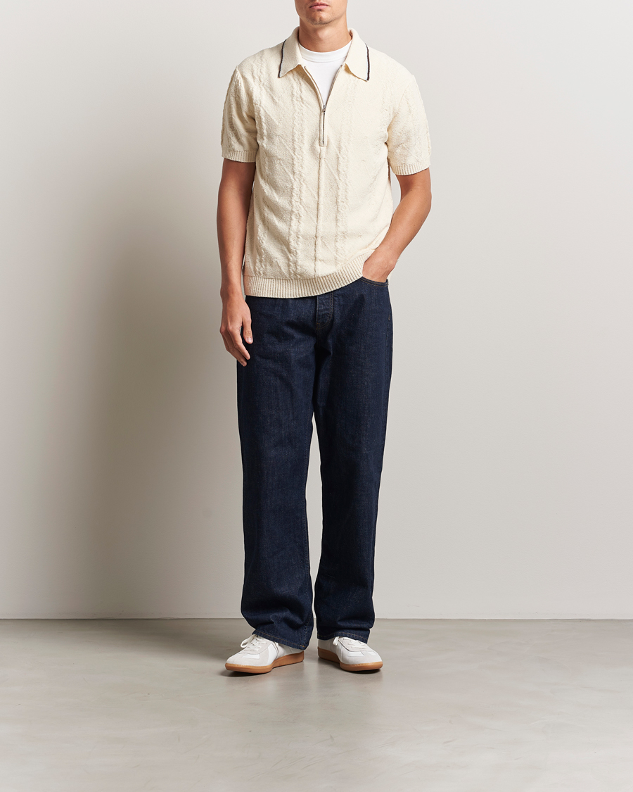 NN07 Gustav Bouclé Half Zip Polo Ivory