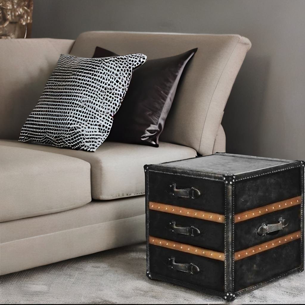 Lampentisch STONYHURST - Vintage Ebony - Rindsleder