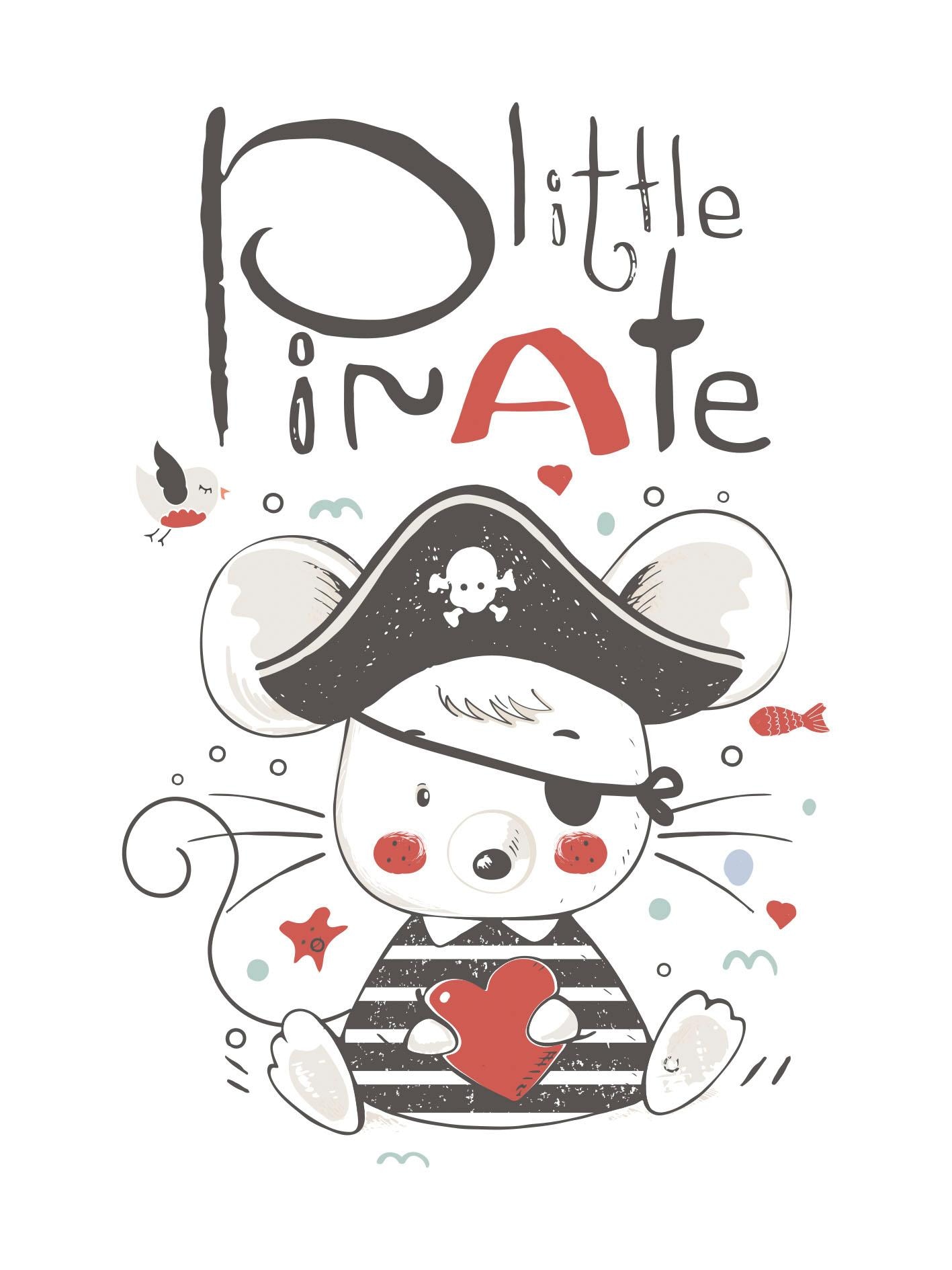 queence Leinwandbild »Little Pirate« Kunst | Mäuse | Piraten | Tiere | klassische Fantasie Premium-Leinwandstoff, Handarbeit aus Deutschland