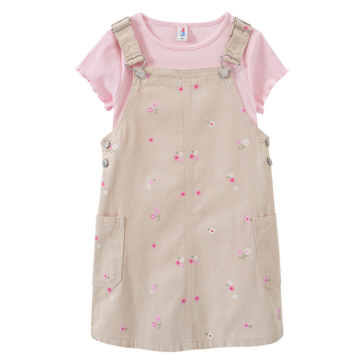 Topolino Mädchen Latzkleid und T-Shirt im Set beige / rosa