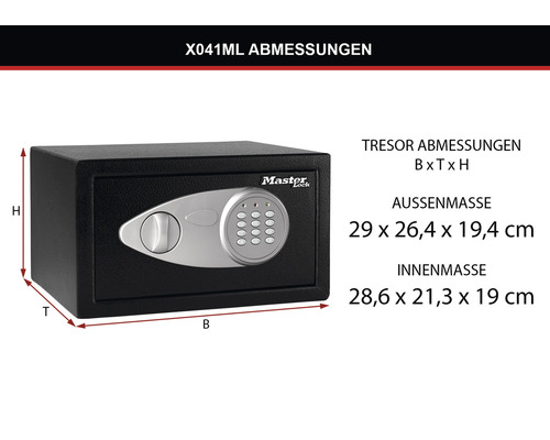 Master Lock X041ML zwarte meubelkluis met elektronisch slot