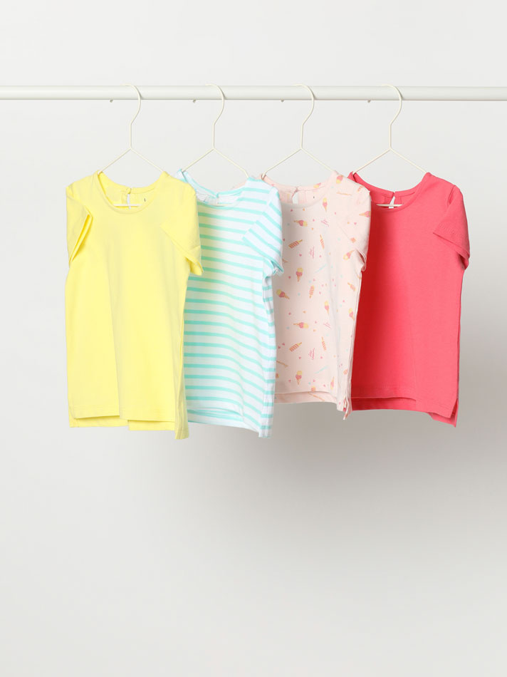 Pacote com 4 camisetas de manga curta sortidas - Amarelo Limão