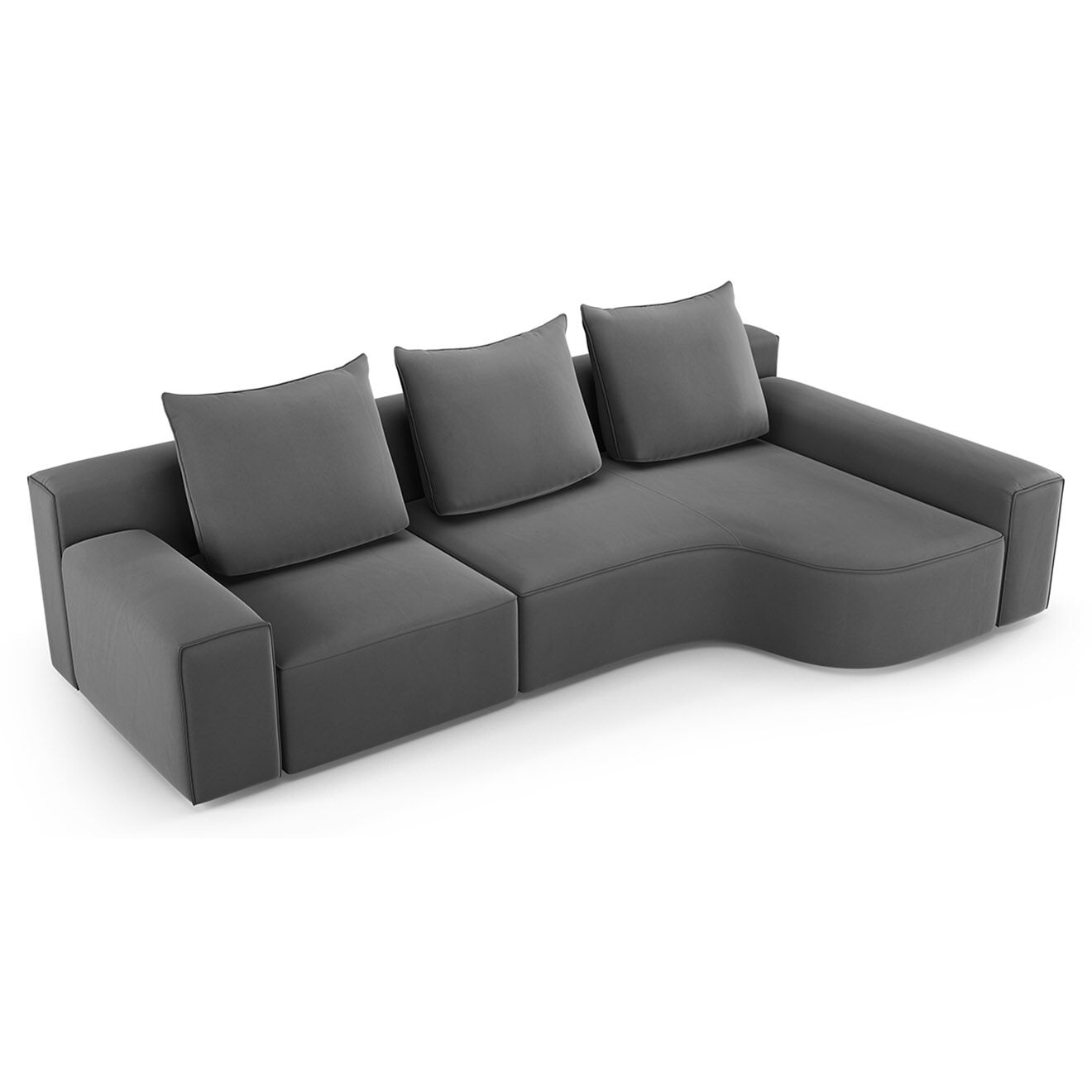 Mazzini Sofas Canapé d'angle Droit Velours Ivy 4 Places gris foncé - 280x137x89 cm