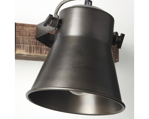Wandspot, 1-lichts, 24 cm breed, bruin/zwart-staal