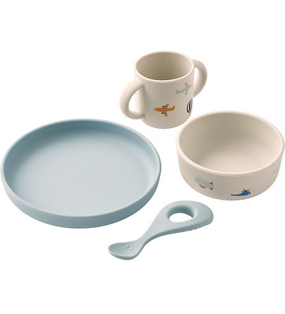 Liewood Geschirr-Set - Silikon - 4 Teile - Vivi - Aviator/Ecru