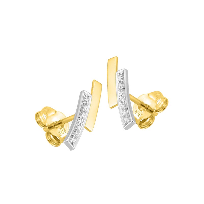 Boucles d'oreilles bicolores femme - Or 9 Carats