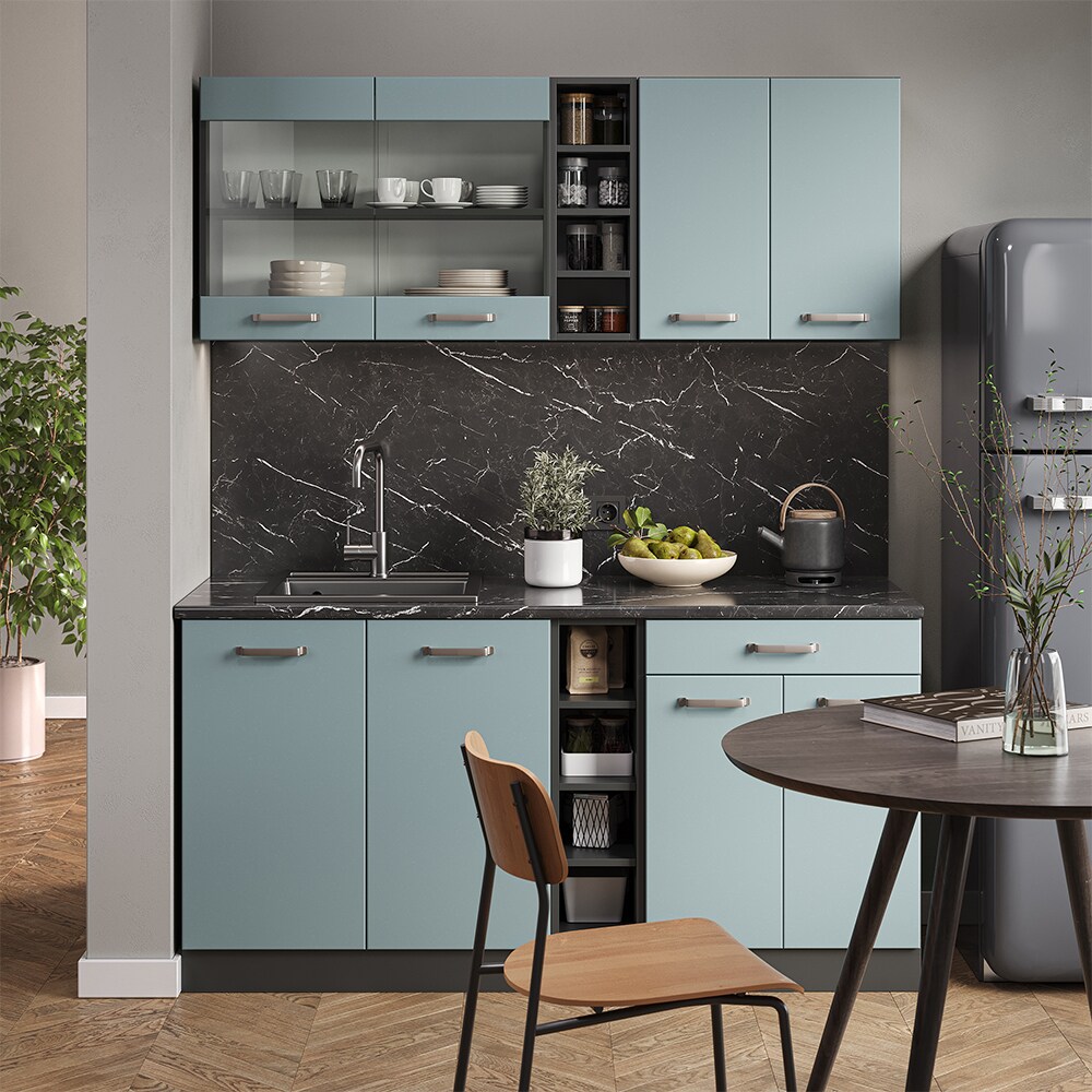 Vicco Küchenzeile R-Line Solid Anthrazit Blau Grau 160 cm modern Küchenschränke Küchenmöbel