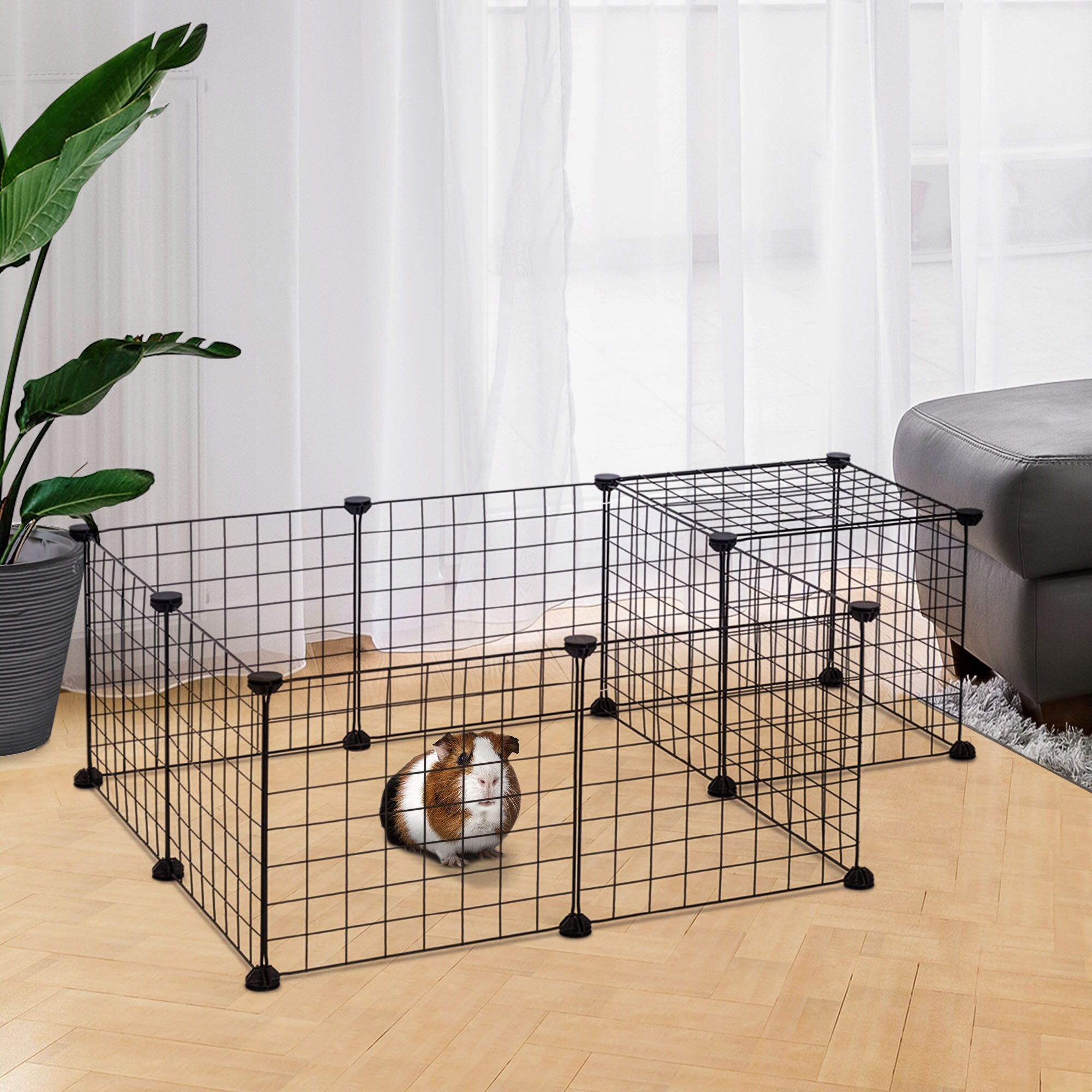 PawHut Freigehege mit Metallgitter schwarz 106 x 73 x 36 cm (LxBxH)
