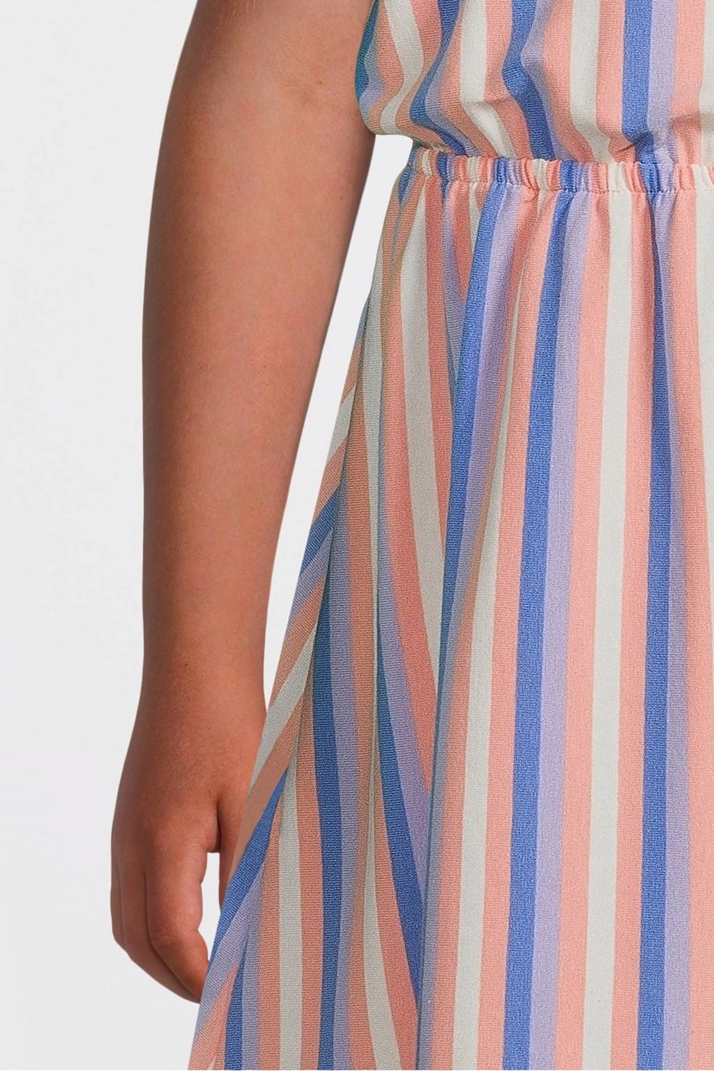 B.Nosy gestreepte jurk lichtroze/blauw/geel