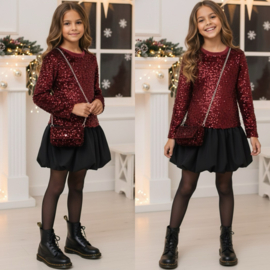 Sparkle elegance dress & bag - bordeaux