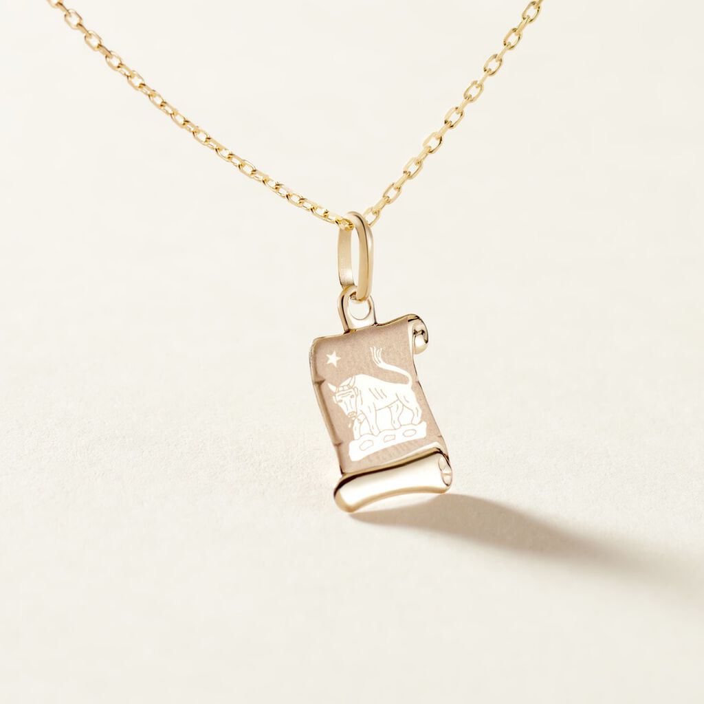 Pendentif Lamie Zodiaque Parchemin Or Jaune