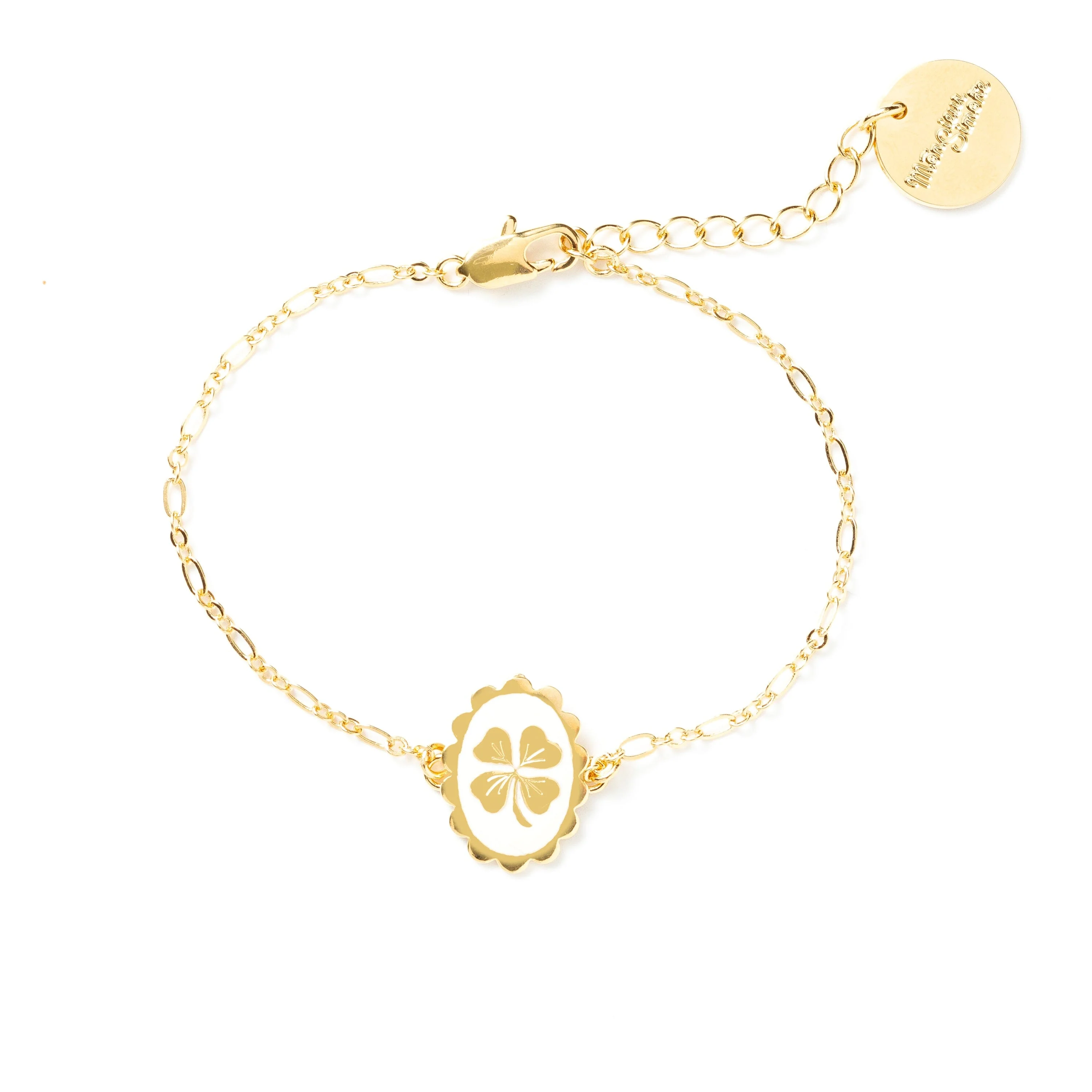THÉMIS - Bracelet trèfle plaqué argent | Blanc