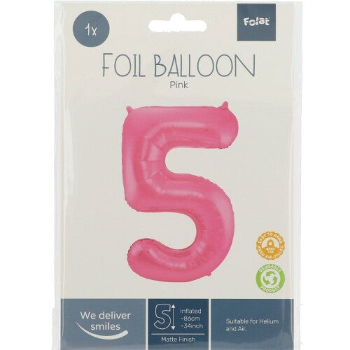 Cijferballon vijf - metallic matroze - 86 cm