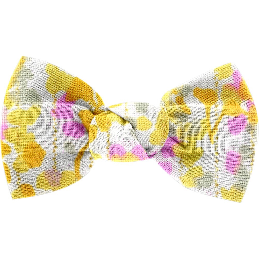 Barrette Petit Noeud Mimosa Jaune Rose