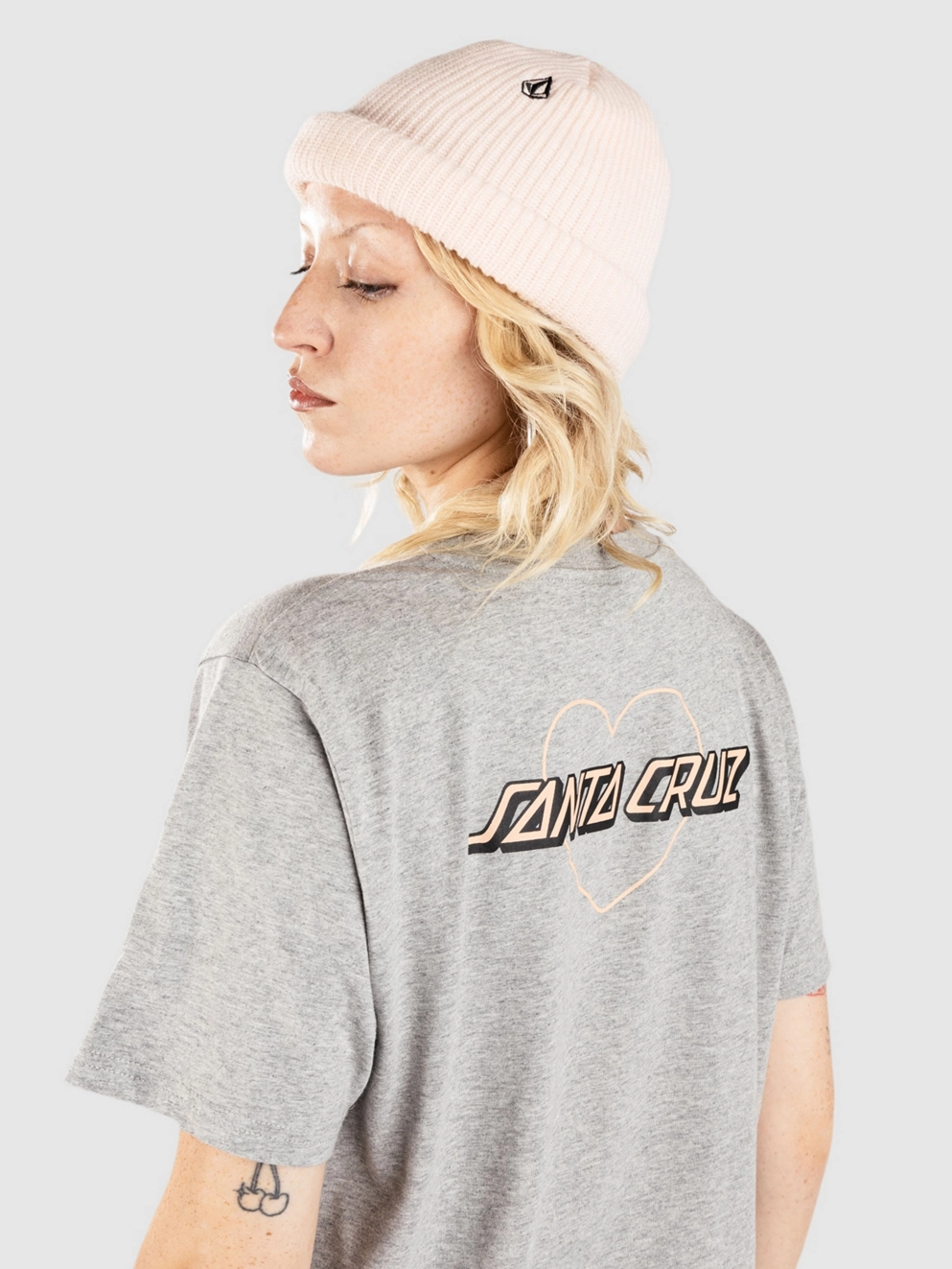 Santa Cruz Heart Strip T-Shirt heather grey