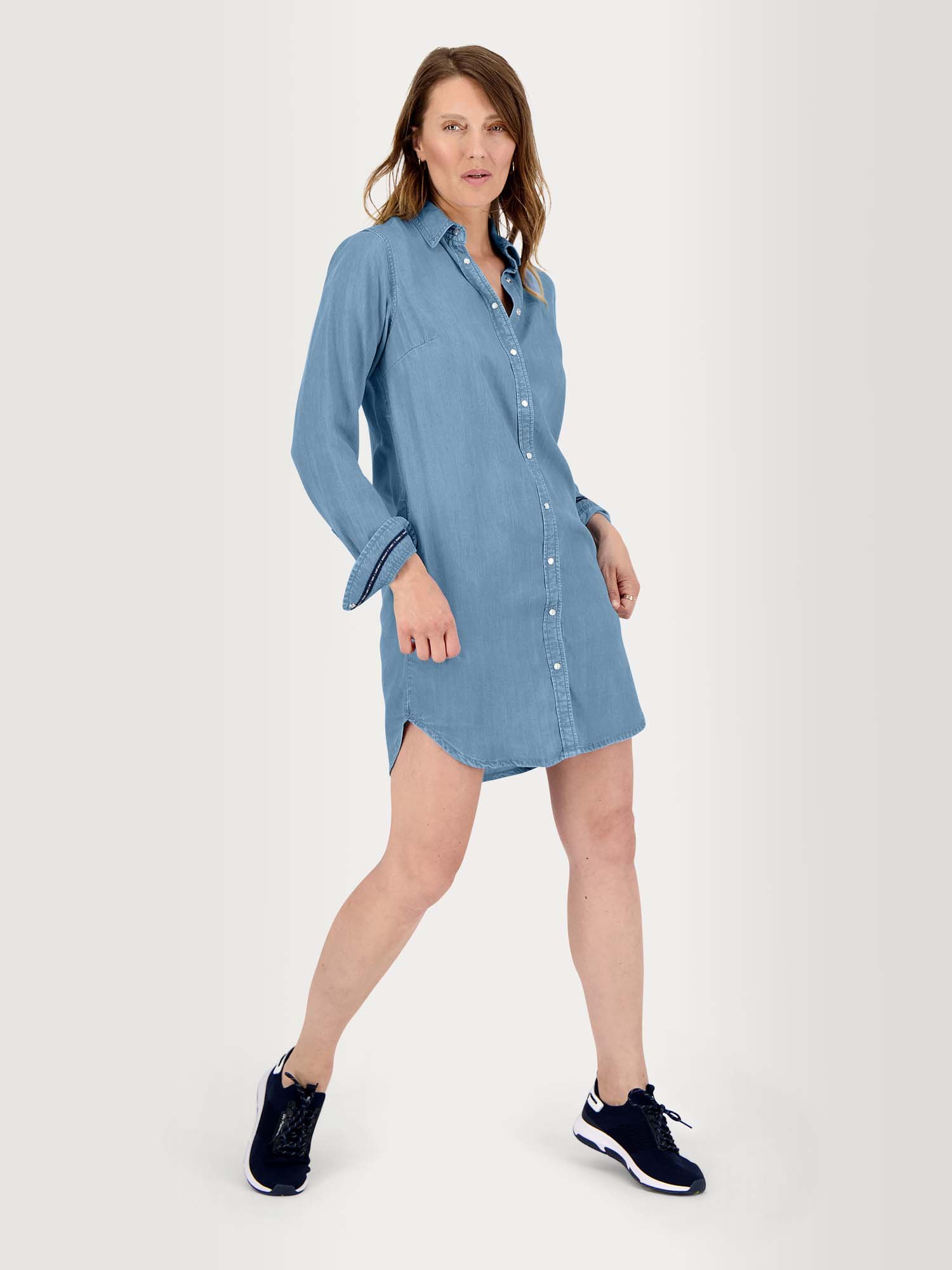 Robe Chemisier Femme Fluide Lyocell Bleu