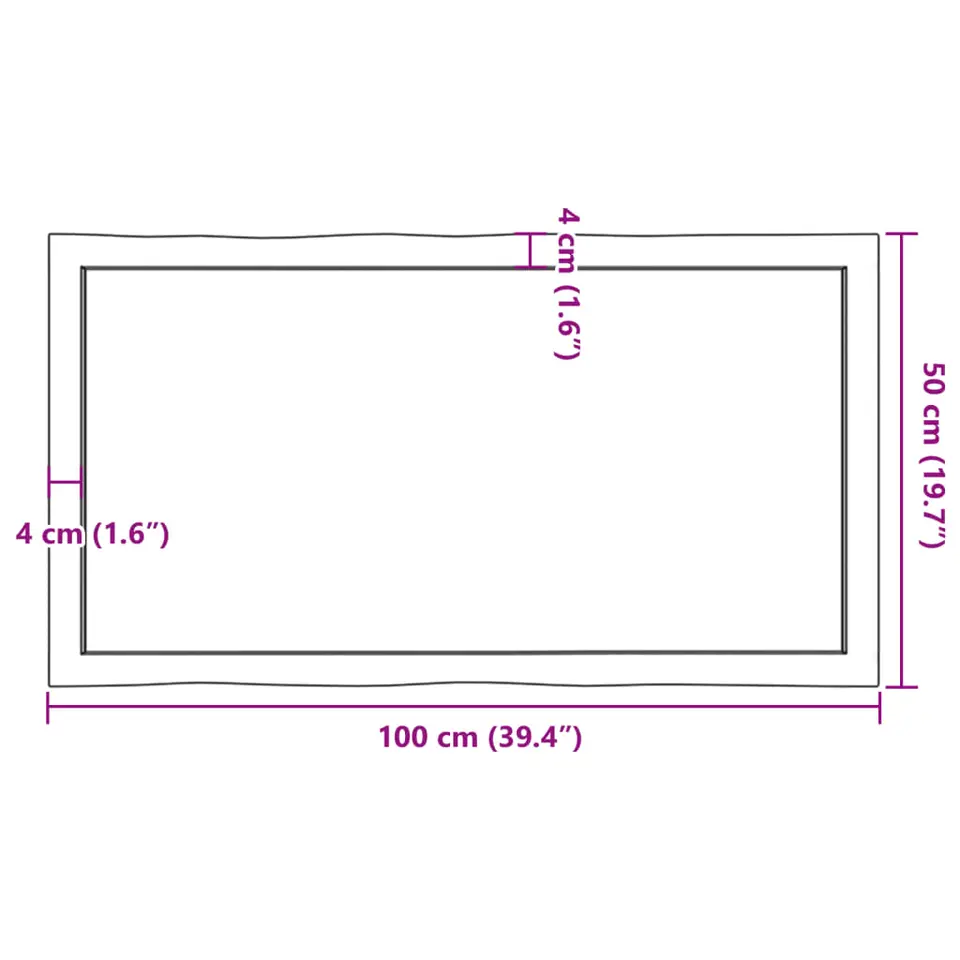 vidaXL - Tafelblad - Bruin - Eikenhout - 100 x 50 x 4 cm