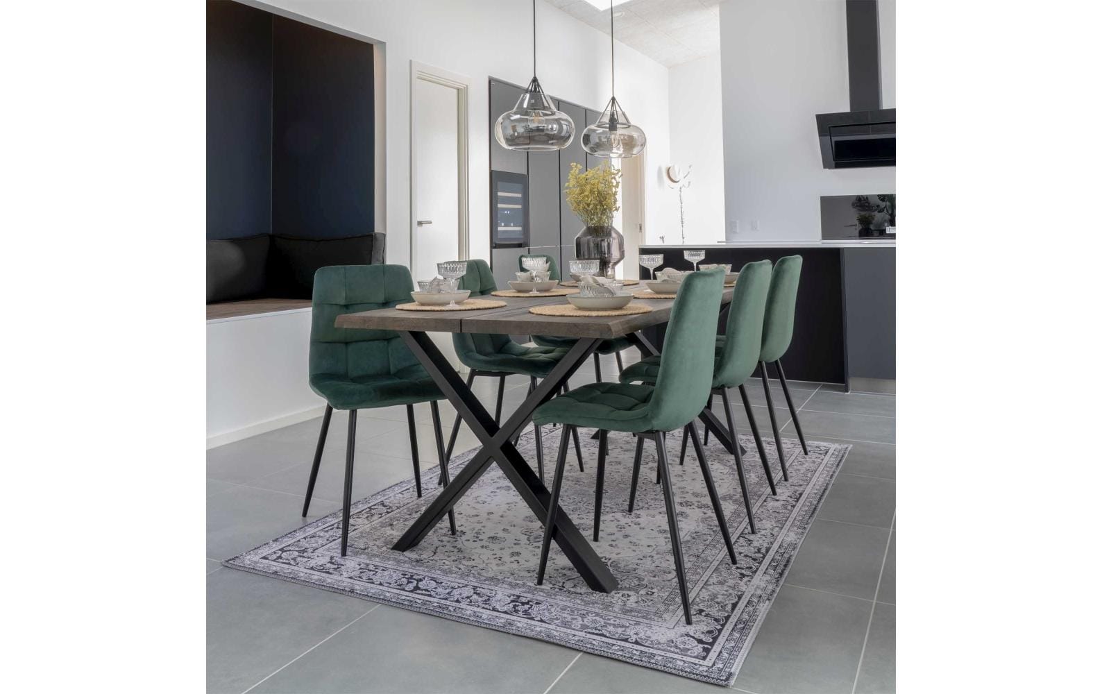 Stuhl Middelfart 2 Stück, 86 x 55 cm, Grün/Schwarz<br>Stabile Esszimmerstühle
