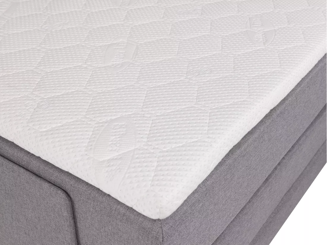 Ensemble complet boxspring tête de lit + sommiers relaxation électrique + matelas + surmatelas - 2 x 80 x 200 cm - Tissu - Gris clair - CASTEL II de PALACIO