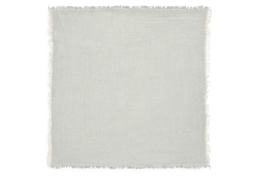 hydrofiele ledikantdeken Fringe Stripe - Sea Green/Ivory