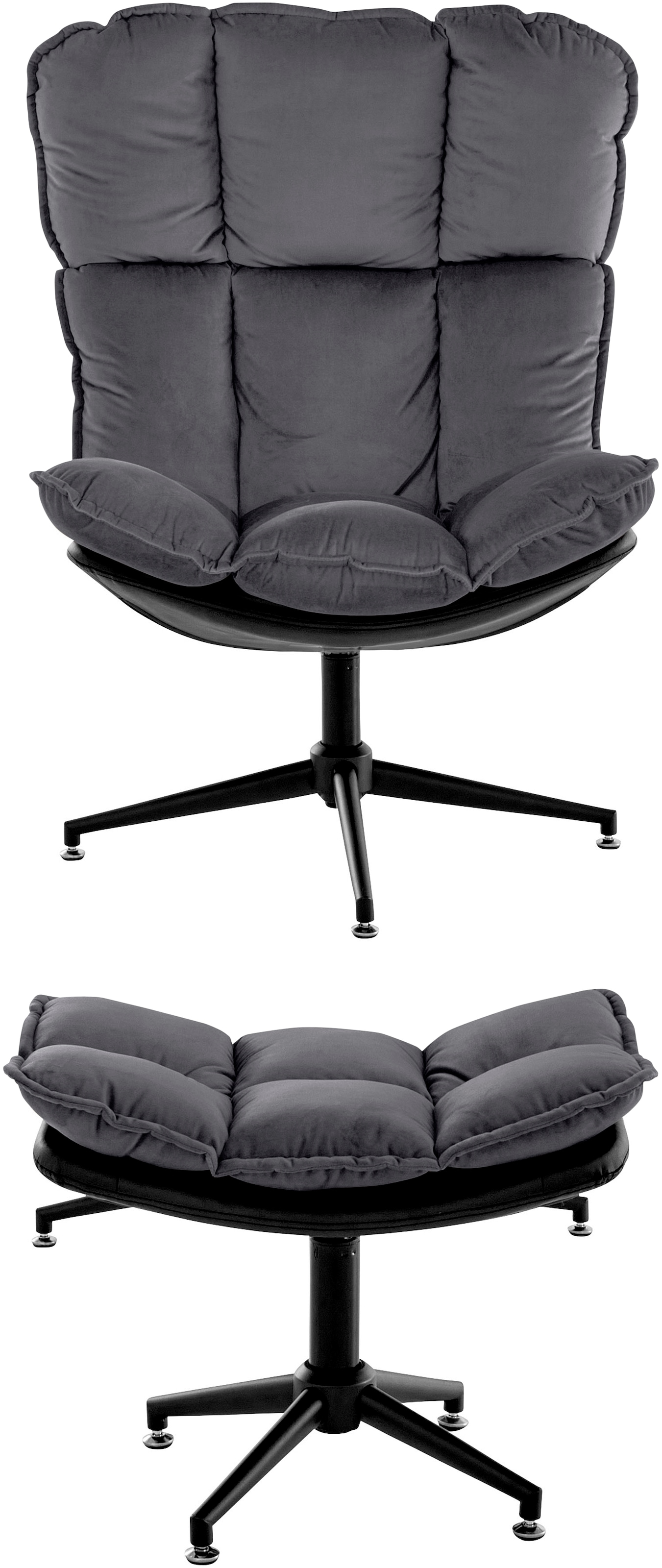 Home affaire Drehsessel »Seet, Polstersessel mit Hocker,« 2 Stk. tlg. 360° drehbar, Relaxsessel inkl. Hocker