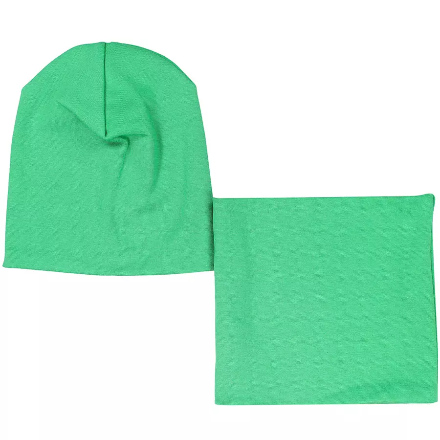 TupTam Unisex Kinder Beanie Mütze Schlauchschal Set grün Modell 1