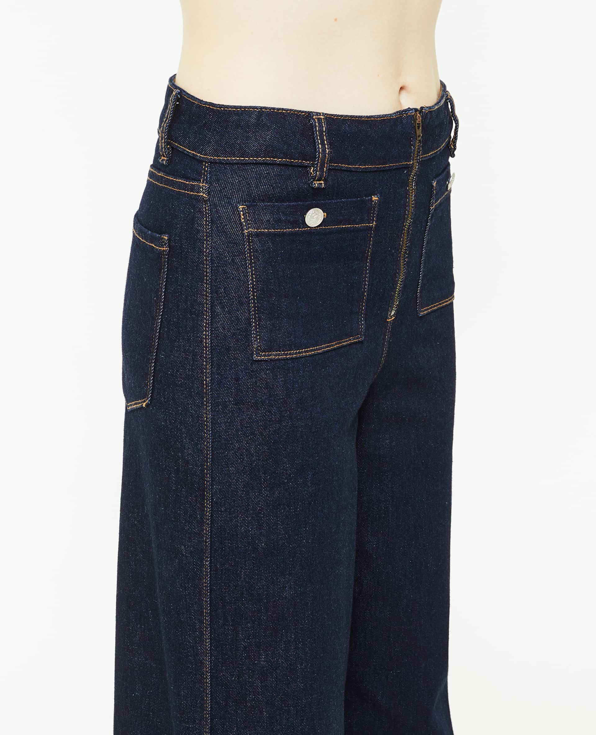 Jean Wide avec fermeture zippée apparente - Bleu