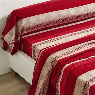 Linge de lit flanelle à motif cœurs