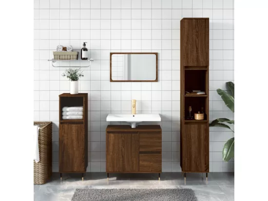 Armoire de bain chêne marron 30x30x190 cm bois d'ingénierie