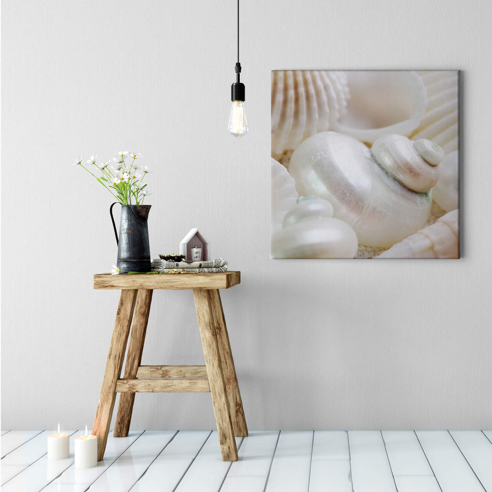 Leinwandbild PERLEN - weiß - 50x50 cm