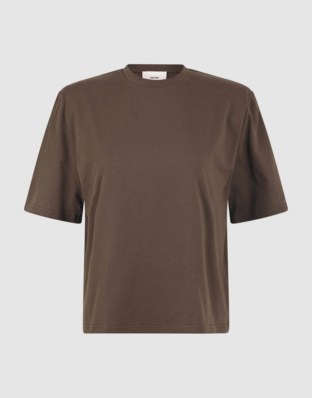 Shoulderpadded T-shirt Donkerbruin
