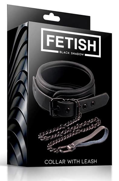 Fetish Black Shadow Collar With Leash