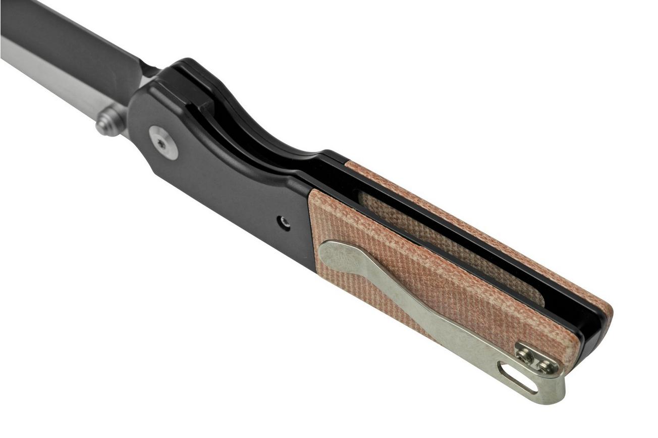 Kansept Warrior T1005T5 Black Tanto, Brown Micarta zakmes, Kim Ning design