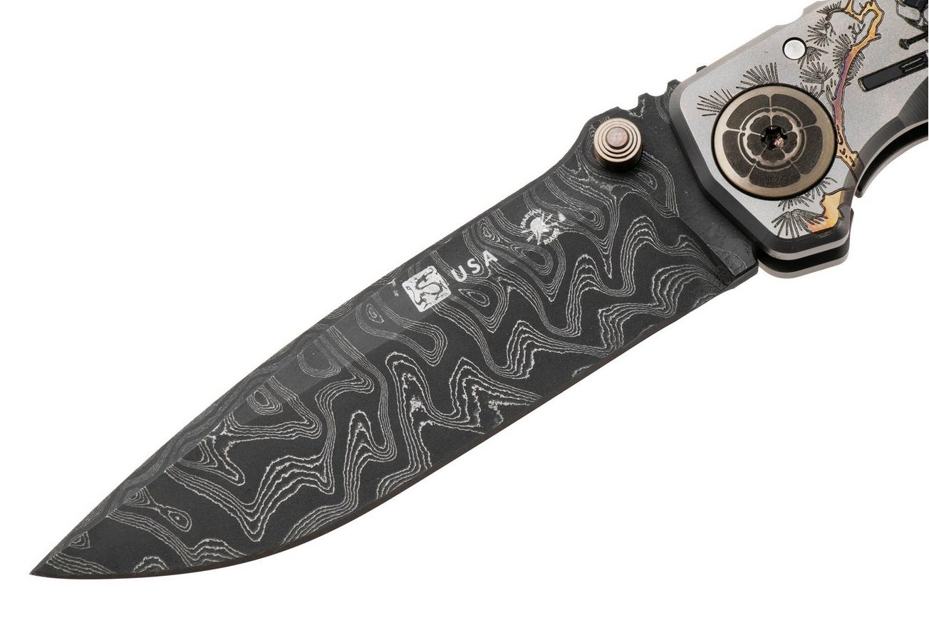 Spartan Blades Harsey Folder, Long Gunner Edition SF5CSDAMLONGGUN, Damascus, Ronin Tactics Titanium zakmes, Bill Harsey design