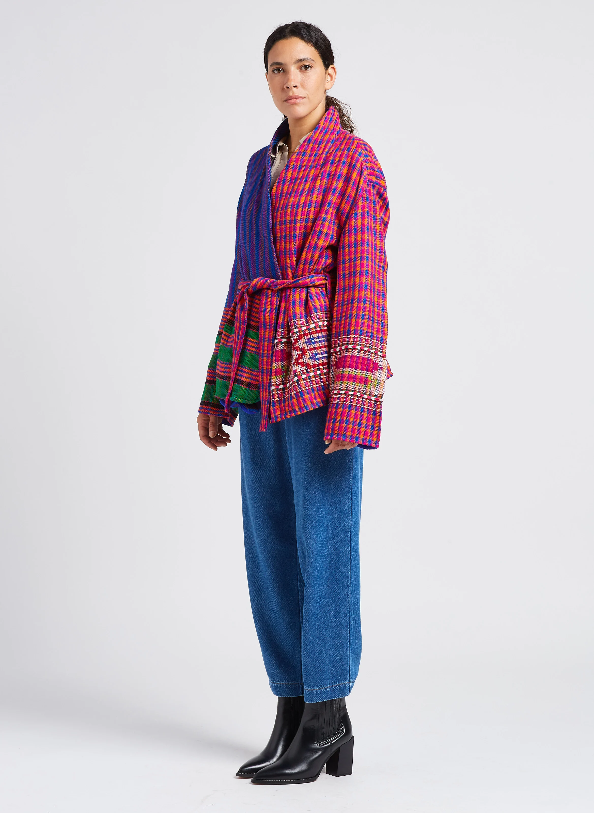 KULLUM - Kimono imprimé en laine| Rose