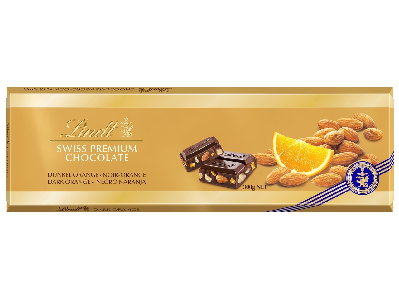 CHOCOLATE NEGRO LINDT GOLD NEGRO LARANJA 300G