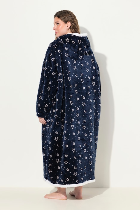 Loungewear-Poncho, Plüsch, Kapuze, Langarm, Tasche