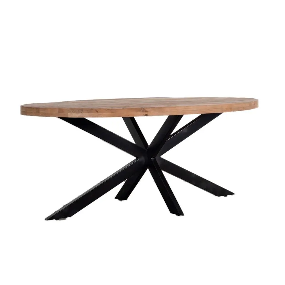 Eettafel Ovaal 220cm - Mangohout Naturel - Matrix-Poot - Mansour