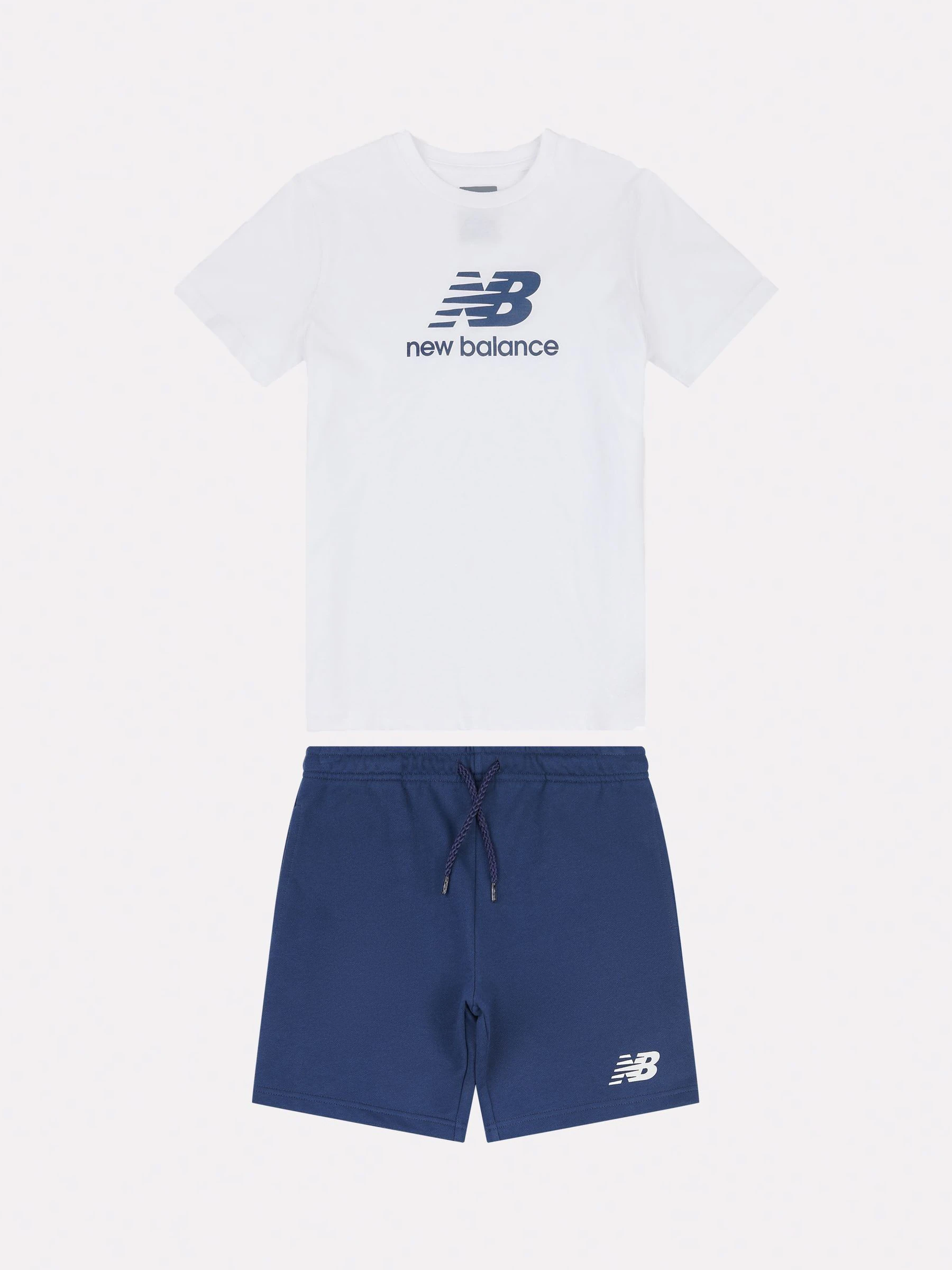 Wit - New Balance Stacked Logo T-Shirt and Shorts Set