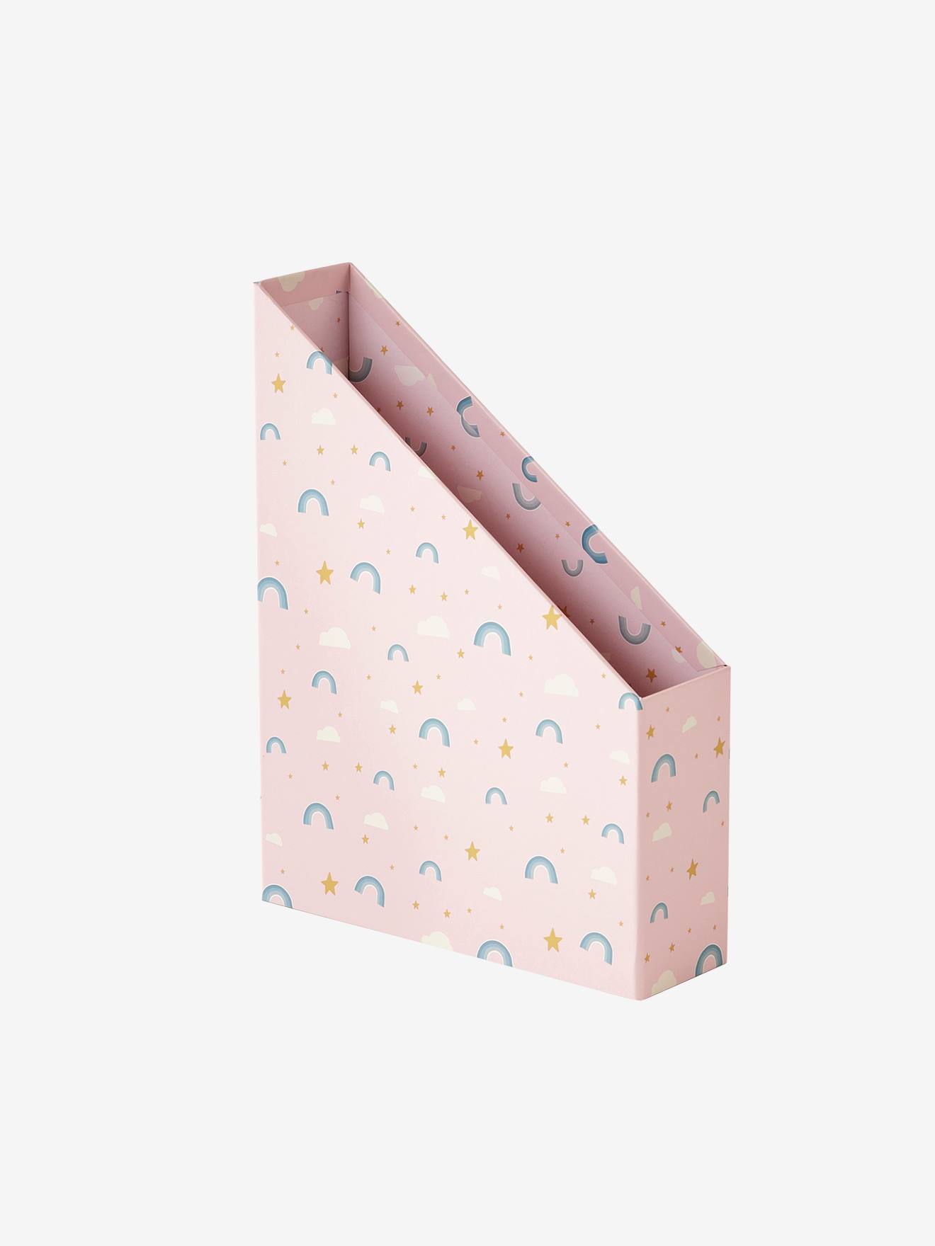 Conjunto organizador de mesa tamanho médio com estampa de arco-íris rosa