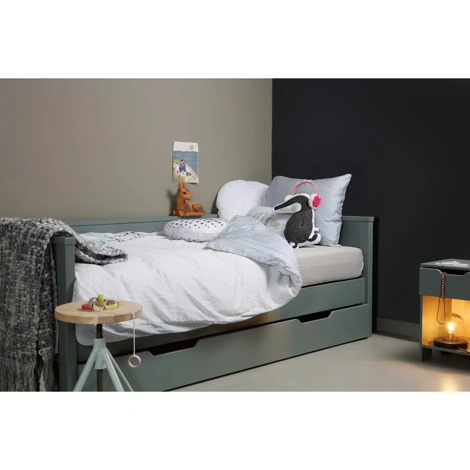 WOOOD Nikki Bedbank Incl Bedlade - Grenen - Groen - 208x100