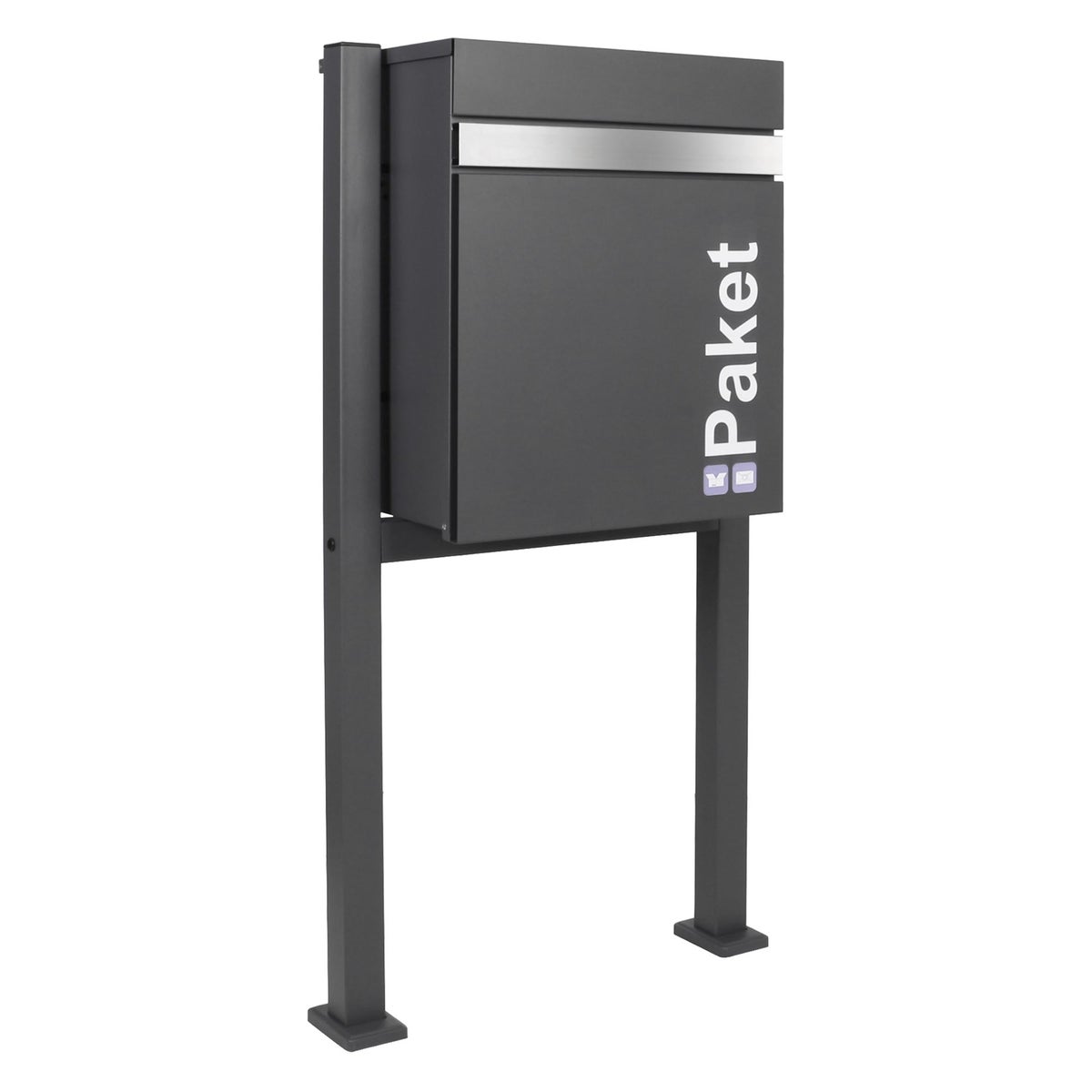 ML-Design pakketbrievenbus met standaard, 44x35x58 cm, antraciet-zilver, gegalvaniseerd staal, pakketbrievenbus met cilinderslot, pakketbrievenbus met standaard 120,5x56,5 cm