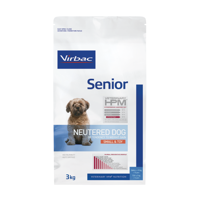 Croquettes Virbac HPM Senior Neutered Small & Toy pour chien