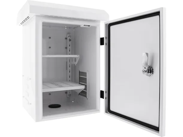DELTACO - Kabinet - kompakt - låsbar, IP55 - pælmonterbar, vægmonterbar - hvid - 6U